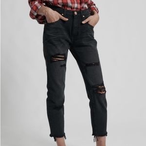 One Teaspoon High Waist Awesome Baggies Black Oak